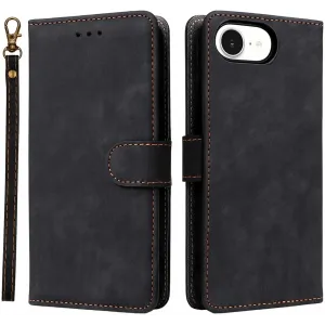 Phonesta Vintage Skin Book Wallet Case hoesje voor Apple iPhone 17e/16e - Zwart
