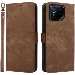Phonesta Vintage Skin Book Wallet Case hoesje voor Asus ROG Phone 8/8 Pro - Bruin