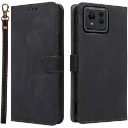 Phonesta Vintage Skin Book Wallet Case hoesje voor Asus Zenfone 11 Ultra - Zwart