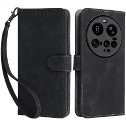 Phonesta Vintage Skin Book Wallet Case hoesje voor Xiaomi 15 Ultra - Zwart
