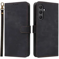 Phonesta Vintage Skin Book Wallet Case hoesje voor Samsung Galaxy A25 - Zwart