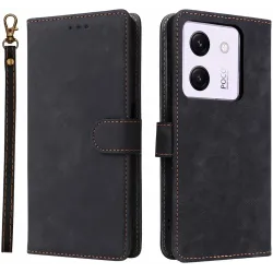 Phonesta Vintage Skin Book Wallet Case hoesje voor Xiaomi Poco M7 Pro - Zwart