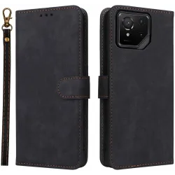 Phonesta Vintage Skin Book Wallet Case hoesje voor Asus ROG Phone 9/9 Pro - Zwart