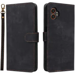 Phonesta Vintage Skin Book Wallet Case hoesje voor Samsung Galaxy Xcover 7 Pro - Zwart