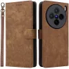 Phonesta Vintage Skin Book Wallet Case hoesje voor Vivo X200 - Bruin