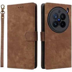 Phonesta Vintage Skin Book Wallet Case hoesje voor Vivo X200 Pro - Bruin