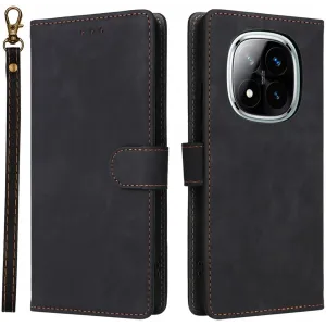 Phonesta Vintage Skin Book Wallet Case hoesje voor Xiaomi Redmi Note 14 Pro 4G - Zwart
