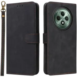 Phonesta Vintage Skin Book Wallet Case hoesje voor Oppo Reno12 F/Reno12 FS - Zwart