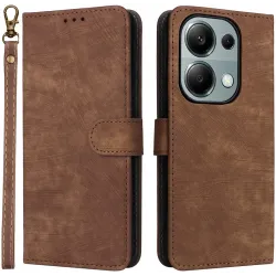 Phonesta Vintage Skin Book Wallet Case hoesje voor Xiaomi Redmi Note 14S/13 Pro / Xiaomi Poco M6 Pro - Bruin