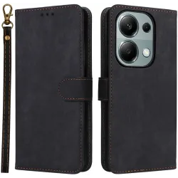 Phonesta Vintage Skin Book Wallet Case hoesje voor Xiaomi Redmi Note 14S/13 Pro / Xiaomi Poco M6 Pro - Zwart