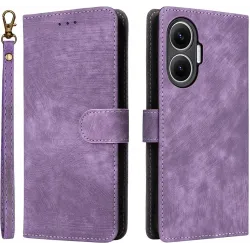 Phonesta Vintage Skin Book Wallet Case hoesje voor Xiaomi Poco F7 - Paars