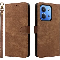 Phonesta Vintage Skin Book Wallet Case hoesje voor Xiaomi Redmi 15C / Xiaomi Poco C85 - Bruin