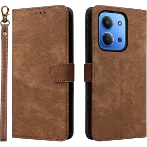 Phonesta Vintage Skin Book Wallet Case hoesje voor Xiaomi Redmi 15C / Xiaomi Poco C85 - Bruin