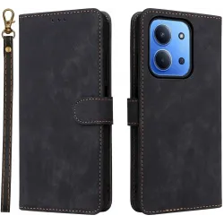 Phonesta Vintage Skin Book Wallet Case hoesje voor Xiaomi Redmi 15C / Xiaomi Poco C85 - Zwart