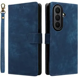 Phonesta Vintage Skin Book Wallet Case hoesje voor Samsung Galaxy Z Fold 7 - Blauw