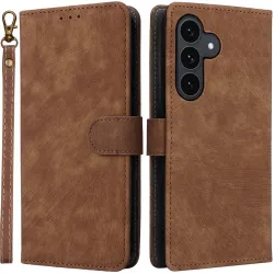 Phonesta Vintage Skin Book Wallet Case hoesje voor Samsung Galaxy S25 FE - Bruin