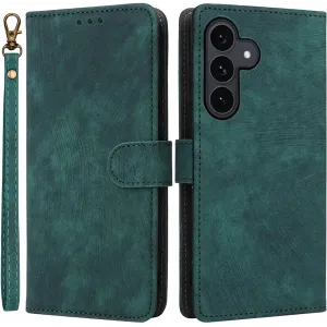 Phonesta Vintage Skin Book Wallet Case hoesje voor Samsung Galaxy S25 FE - Groen