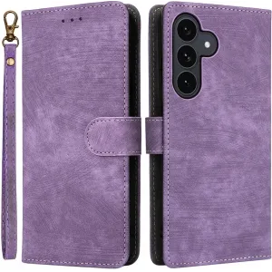 Phonesta Vintage Skin Book Wallet Case hoesje voor Samsung Galaxy S25 FE - Paars
