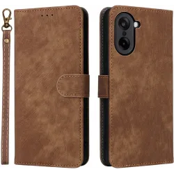 Phonesta Vintage Skin Book Wallet Case hoesje voor OnePlus Nord CE5 - Bruin