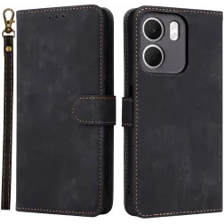 Phonesta Vintage Skin Book Wallet Case hoesje voor Oppo A5x - Zwart