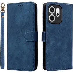 Phonesta Vintage Skin Book Wallet Case hoesje voor Oppo Reno14 F/FS - Blauw