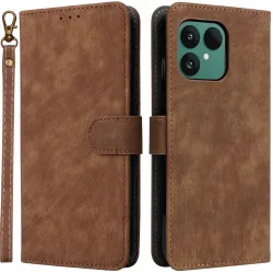 Phonesta Vintage Skin Book Wallet Case hoesje voor Fairphone 6 - Bruin