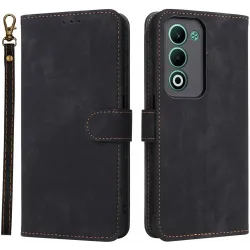 Phonesta Vintage Skin Book Wallet Case hoesje voor Oppo A5/A5m - Zwart