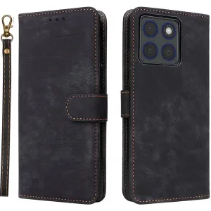 Phonesta Vintage Skin Book Wallet Case hoesje voor Motorola Edge 70 - Zwart