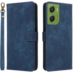 Phonesta Vintage Skin Book Wallet Case hoesje voor Motorola Moto G06/G06 Power - Blauw
