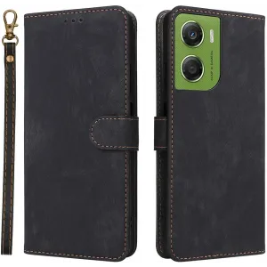 Phonesta Vintage Skin Book Wallet Case hoesje voor Motorola Moto G06/G06 Power - Zwart