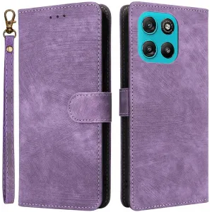 Phonesta Vintage Skin Book Wallet Case hoesje voor Motorola Moto G57 Power - Paars