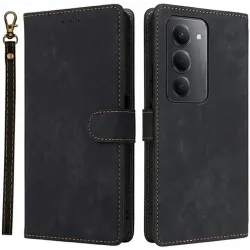 Phonesta Vintage Skin Book Wallet Case hoesje voor Xiaomi Redmi 15 - Zwart