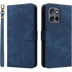 Phonesta Vintage Skin Book Wallet Case hoesje voor Motorola Edge 60 Neo/Edge 50 Neo / ThinkPhone 25 - Blauw