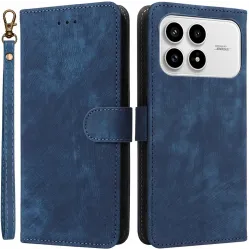 Phonesta Vintage Skin Book Wallet Case hoesje voor Xiaomi Poco F8 Pro - Blauw