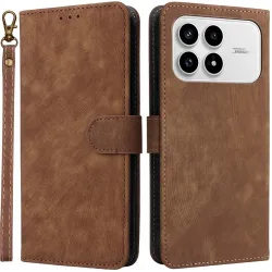 Phonesta Vintage Skin Book Wallet Case hoesje voor Xiaomi Poco F8 Pro - Bruin