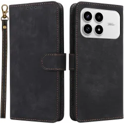 Phonesta Vintage Skin Book Wallet Case hoesje voor Xiaomi Poco F8 Pro - Zwart