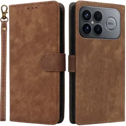 Phonesta Vintage Skin Book Wallet Case hoesje voor Xiaomi Poco F8 Ultra - Bruin