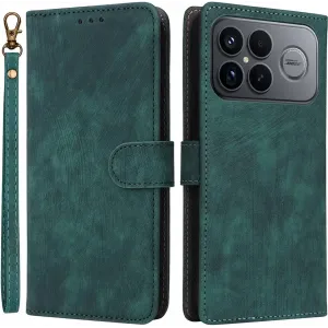 Phonesta Vintage Skin Book Wallet Case hoesje voor Xiaomi Poco F8 Ultra - Groen