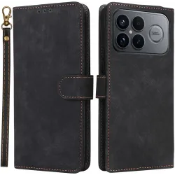 Phonesta Vintage Skin Book Wallet Case hoesje voor Xiaomi Poco F8 Ultra - Zwart