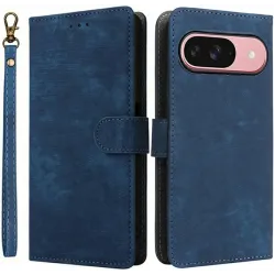 Phonesta Vintage Skin Book Wallet Case hoesje voor Google Pixel 10 / 10 Pro - Blauw