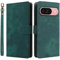 Phonesta Vintage Skin Book Wallet Case hoesje voor Google Pixel 10 / 10 Pro - Groen