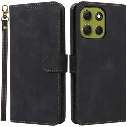 Phonesta Vintage Skin Book Wallet Case hoesje voor Motorola Moto G86 Power - Zwart