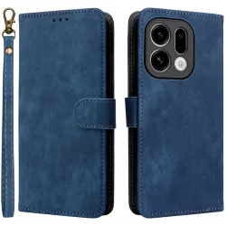 Phonesta Vintage Skin Book Wallet Case hoesje voor Oppo Find X9 - Blauw