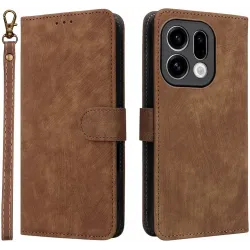 Phonesta Vintage Skin Book Wallet Case hoesje voor Oppo Find X9 - Bruin
