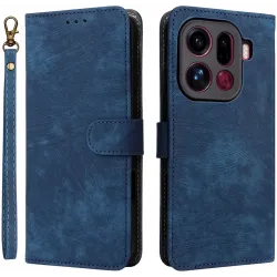 Phonesta Vintage Skin Book Wallet Case hoesje voor Oppo Find X9 Pro - Blauw