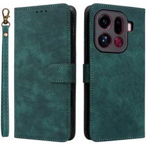Phonesta Vintage Skin Book Wallet Case hoesje voor Oppo Find X9 Pro - Groen