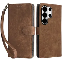 Phonesta Vintage Skin Book Wallet Case hoesje voor Samsung Galaxy S26 Ultra - Bruin
