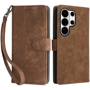 Phonesta Vintage Skin Book Wallet Case hoesje voor Samsung Galaxy S26 Ultra - Bruin