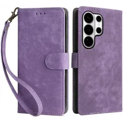 Phonesta Vintage Skin Book Wallet Case hoesje voor Samsung Galaxy S26 Ultra - Paars