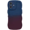 Phonesta Wavy Gradient Silicone Back Cover hoesje voor Apple iPhone 16 - Donkerblauw/Donkerpaars